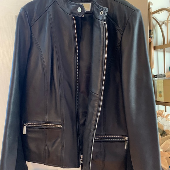 NWOT black leather Michael Kors jacket - Picture 2 of 4